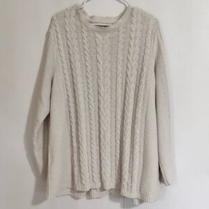 J JILL Chenille Cable Knit Cream Sweater XL
